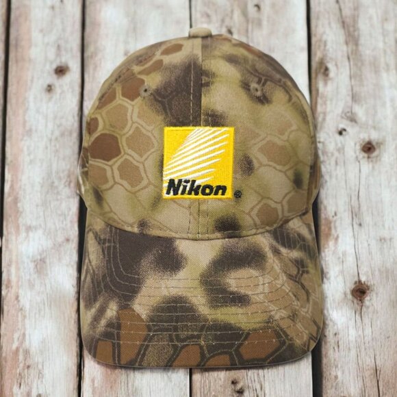 Kryptek Highlander Nikon Camo Strapback Cap Trucker Baseball Hunting Hat NEW - Picture 1 of 15